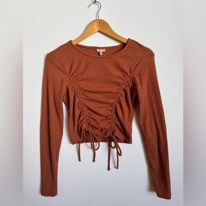 Rust Ribbed Long Sleeve Top